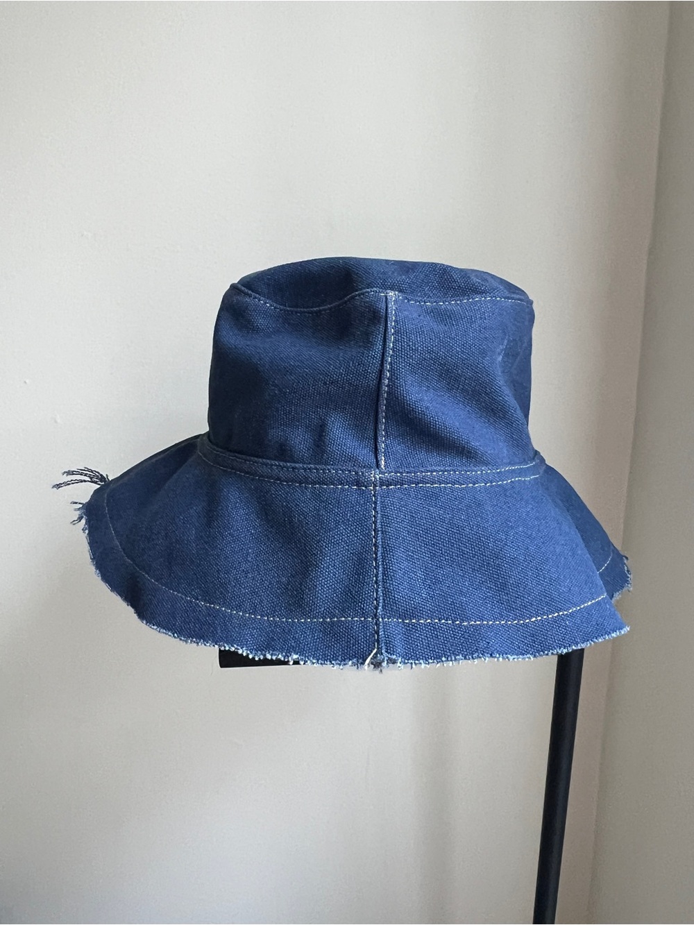 Denim Frayed Edge Bucket Hat - Picture 3 of 6